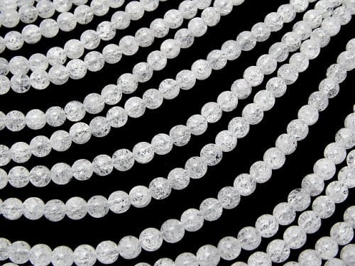 Cracked Crystal Round 4mm NO.2 (more cracks) 1strand beads (aprx.15inch/38cm)