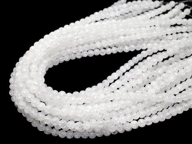 Cracked Crystal Round 6mm NO.2 (many cracks) 1strand beads (aprx.15inch/36cm)