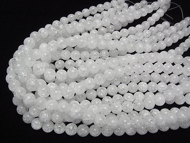 Cracked Crystal Round 10mm NO.2 (many cracks) half or 1strand beads (aprx.15inch/36cm)