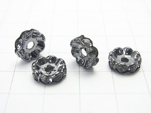 Asfor Roundel [Black Diamond x Black] flower pattern 4-10 mm 100 pcs $9.79