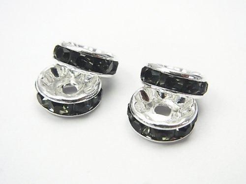 Asfor Rondelle [Black Diamond x Silver] Flat Tips 4-10mm 10pcs
