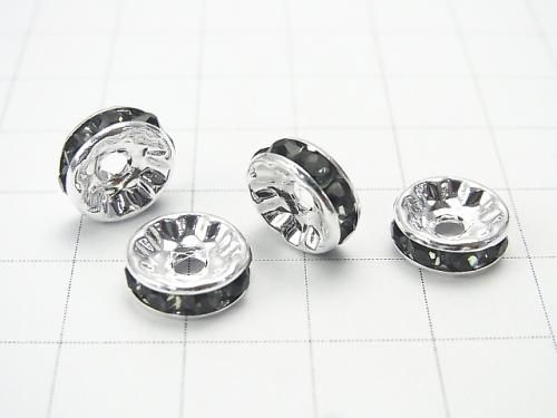 Asfor Rondelle [Black Diamond x Silver] Flat Tips 4-10mm 10pcs