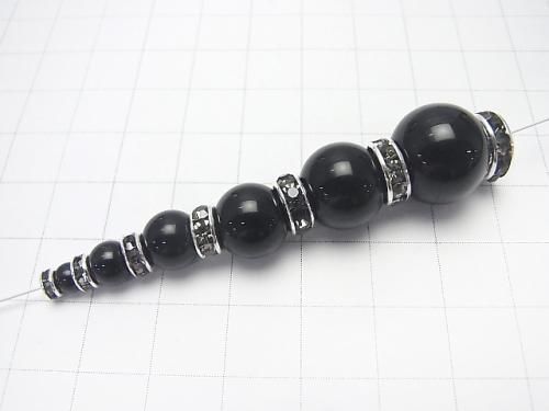 Asfor Rondelle [Black Diamond x Silver] Flat Tips 4-10mm 10pcs