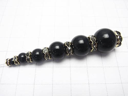 Asfor Rondelle [Black Diamond x Gold] flower pattern 4-10 mm 100 pcs $9.79