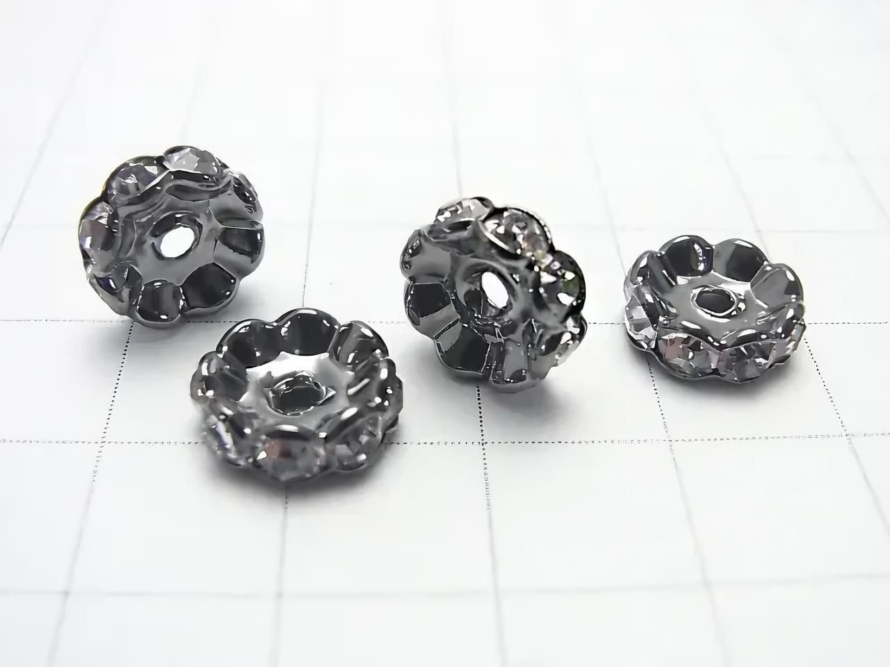 Asfor Rondelle [透明 x 黑色] 花形 4-10mm 10顆