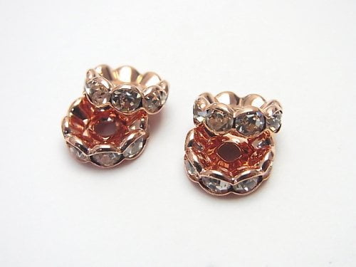Asfor Rondelle [Clear x Rose] Flower Shape 4-10mm 10pcs