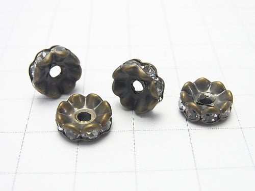 Asfor Rondelle [Clear xAntique brass Finish] Flower shape 4-10mm 100pcs