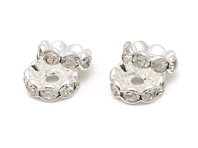 Asfor Rondelle [Clear x Silver] Flower Shape 4-10mm 10pcs