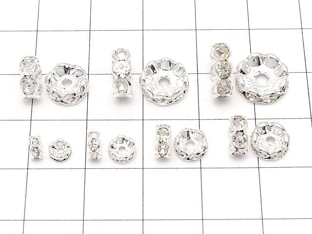 Asfor Rondelle [Clear x Silver] Flower Shape 4-10mm 10pcs