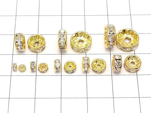 Asfor Rondelle [Clear x Gold] Flat 3-10mm 10pcs
