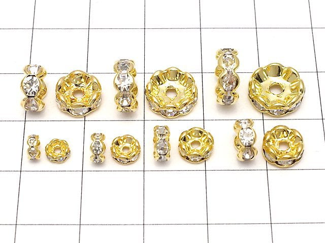 Asfor Roundel [Clear x Gold] Flower Shape 4-10mm 10pcs