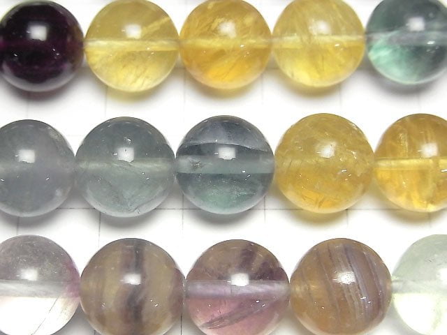 [Video]Fluorite AA++ Round 12mm Color Gradation half or 1strand beads (aprx.15inch/37cm)