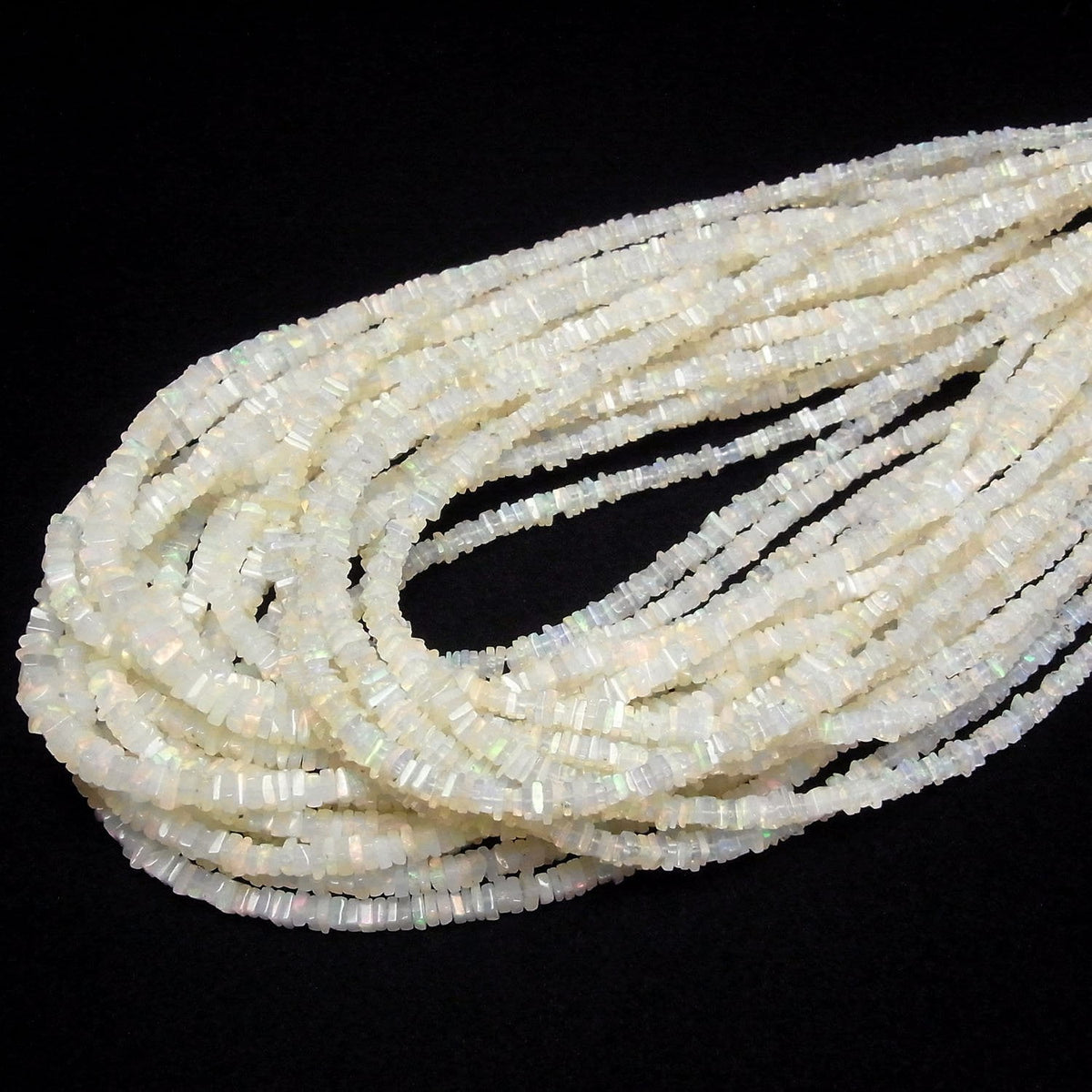 Hochwertig Äthiopischer Opal AAA- Quadratische Rondelle (Scheibe) halbe oder 1Strang Perlen (ca. 15Zoll/38cm)