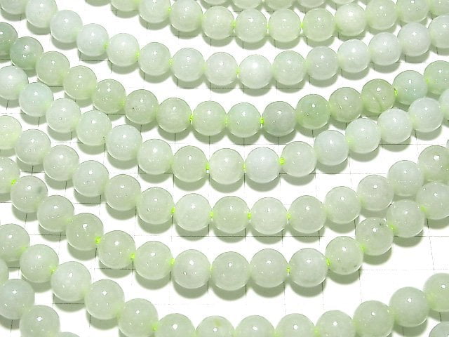 Pastel Green! Burma Jadeite AA++ Round 10mm [2mm hole] half or 1strand (aprx.15inch / 38cm)