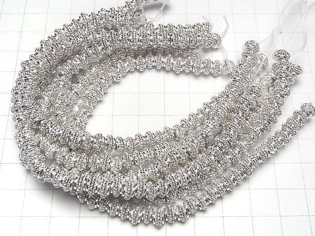 Copper Rondelle 6x6x4mm Rope Pattern Silver half or 1strand beads (aprx.7inch/18cm)