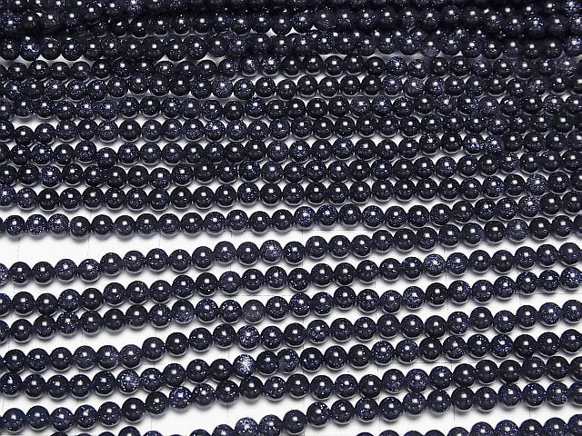 [Video]Blue Golden Sand Stone Round 3mm 1strand beads (aprx.15inch/38cm)