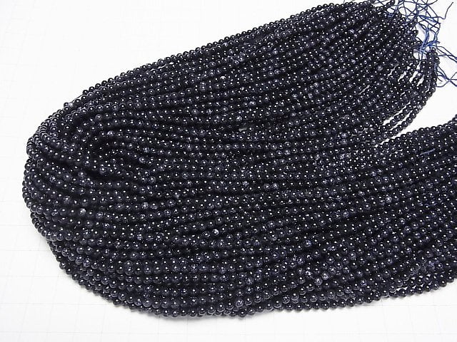 [Video]Blue Golden Sand Stone Round 3mm 1strand beads (aprx.15inch/38cm)