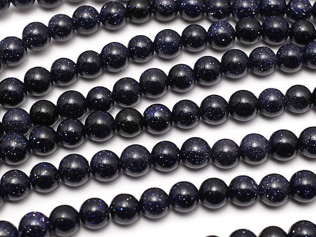 [Video]Blue Golden Sand Stone Round 4mm 1strand beads (aprx.15inch/37cm)