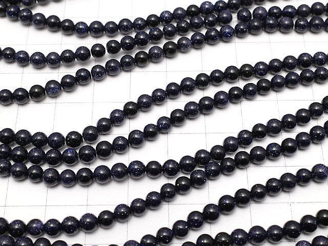 [Video]Blue Golden Sand Stone Round 4mm 1strand beads (aprx.15inch/37cm)