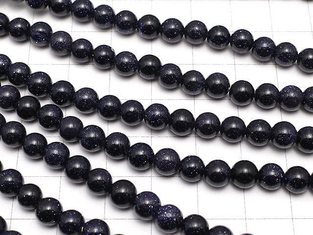 [Video]Blue Golden Sand Stone Round 6mm 1strand beads (aprx.15inch/36cm)