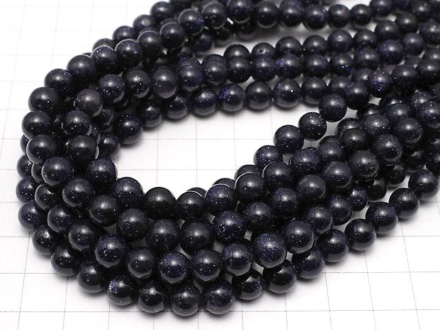 [Video]Blue Golden Sand Stone Round 8mm 1strand beads (aprx.14inch/34cm)