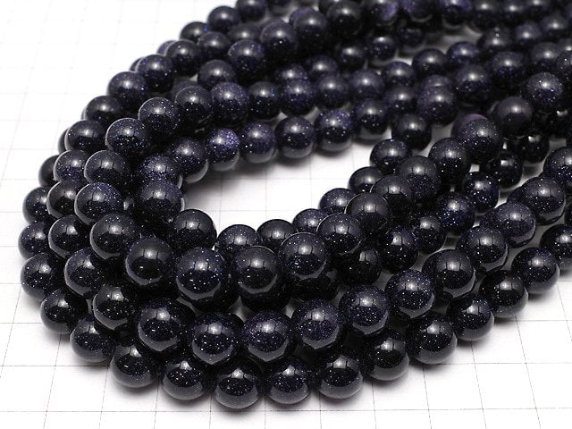 [Video]Blue Golden Sand Stone Round 10mm 1strand beads (aprx.14inch/35cm)