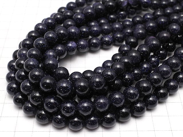 [Video] Blue Golden Sand Stone  Round 10mm 1strand beads (aprx.15inch/37cm)