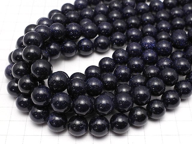 [Video]Blue Golden Sand Stone Round 12mm 1strand beads (aprx.14inch/35cm)