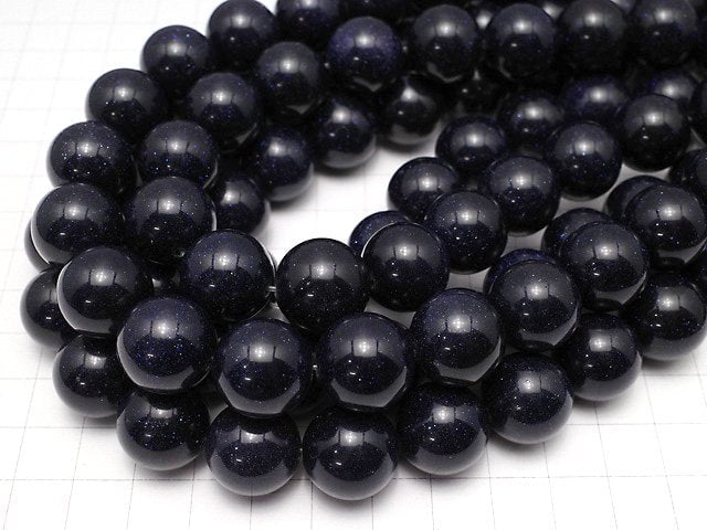 [Video]Blue Golden Sand Stone Round 15-16mm half or 1strand beads (aprx.15inch/36cm)