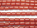 [Video] Red Coral (Dyed) Tube 5x4x4mm 1strand beads (aprx.15inch/37cm)
