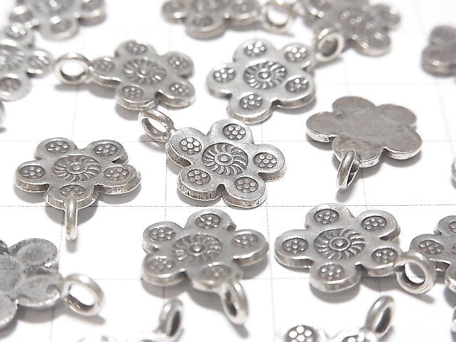 2pcs $4.79! Karen Hill Tribe silver flower motif charm 16 x 12 x 1 mm