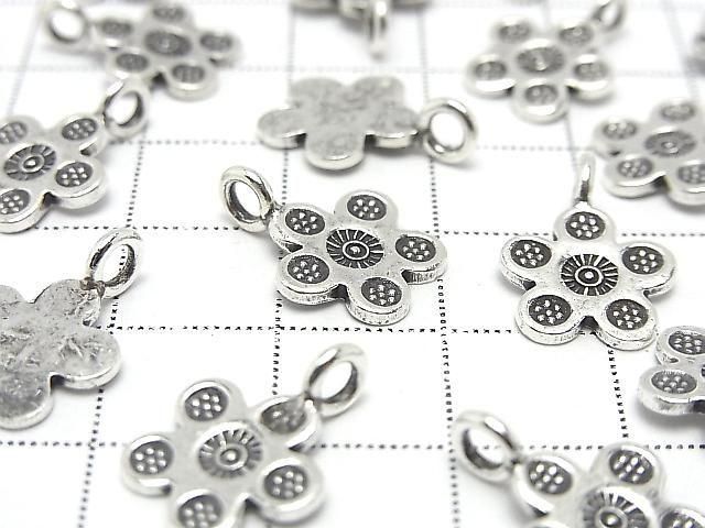 Karen Silver Flower Motif Charm 16x12x1mm 1pc