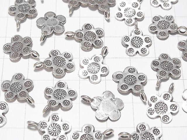 2pcs $4.79! Karen Hill Tribe silver flower motif charm 16 x 12 x 1 mm