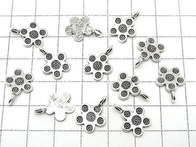 Karen Silver Flower Motif Charm 16x12x1mm 1pc