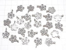 Karen Silver Flower Motif Charm 16x12x1mm 2pcs