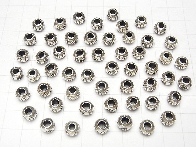 Karen Silver Flower Pattern Roundel 7x7x5mm 2pcs