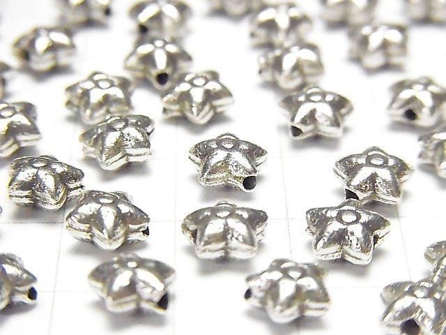 Karen Silver Flower Motif Beads 7x7x4mm (2 pieces)