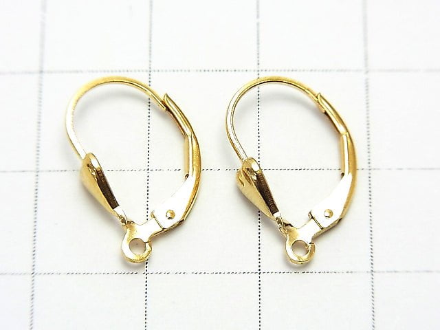 14KGF earrings, French hook, heart, 1 pair