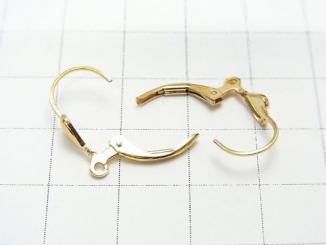 14KGF earrings, French hook, heart, 1 pair