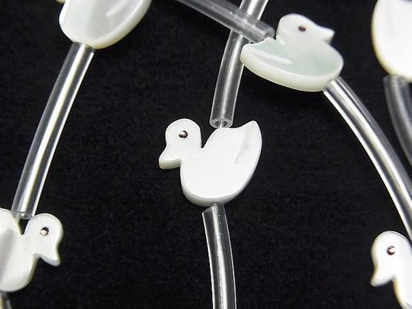High-quality Mother of Pearl MOP AAA White Duck Shape 9x10mm Half or 1 Strand (Approx. 14 Pieces)