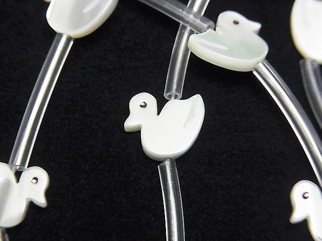 High-quality Mother of Pearl MOP AAA White Duck Shape 9x10mm Half or 1 Strand (Approx. 14 Pieces)