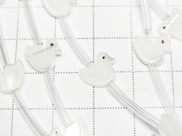 High-quality Mother of Pearl MOP AAA White Duck Shape 9x10mm Half or 1 Strand (Approx. 14 Pieces)
