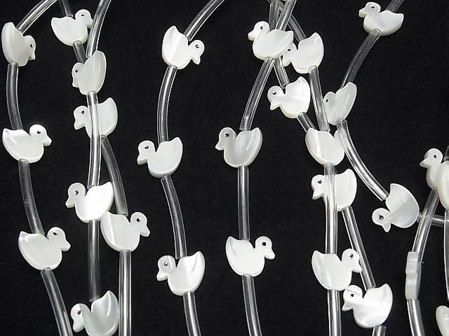 High-quality Mother of Pearl MOP AAA White Duck Shape 9x10mm Half or 1 Strand (Approx. 14 Pieces)