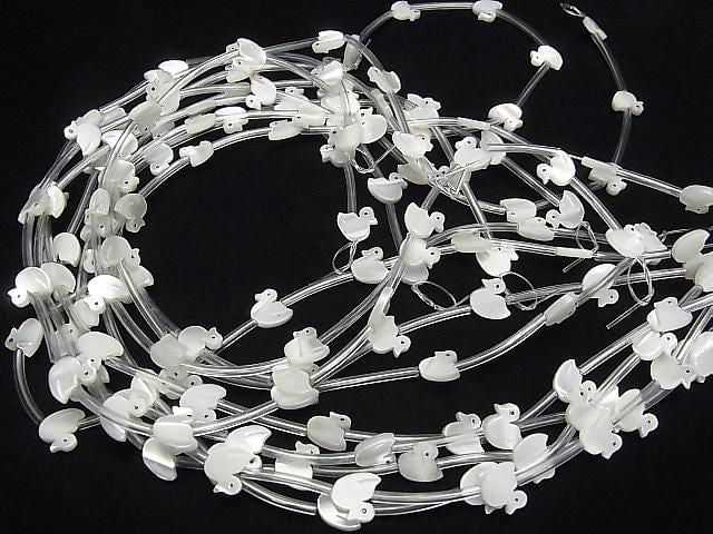 High-quality Mother of Pearl MOP AAA White Duck Shape 9x10mm Half or 1 Strand (Approx. 14 Pieces)