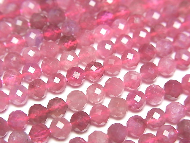 [Video]High Quality! Pink Tourmaline AA++ Faceted Round 4mm half or 1strand beads (aprx.15inch/36cm)