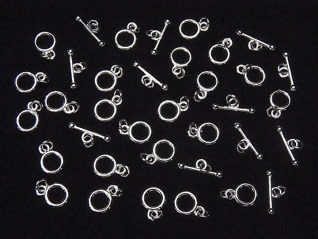 Silver925 Toggle 6mm,9mm Rhodium Plated 1pair with Jump Ring