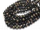 Golden! Seven Lucky Gods, Carved of Ebisu! Onyx AAA Round 10mm, 12mm, 14mm half or 1strand beads (aprx.15inch / 36cm)