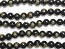 Golden! Seven Lucky Gods, Benzaiten's Carved! Onyx AAA Round 10mm, 12mm, 14mm half or 1strand beads (aprx.15inch / 37cm)