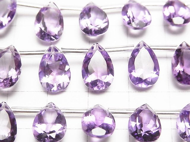 [Video]High Quality Amethyst AAA Pear shape Faceted 12x8mm 1strand (8pcs)