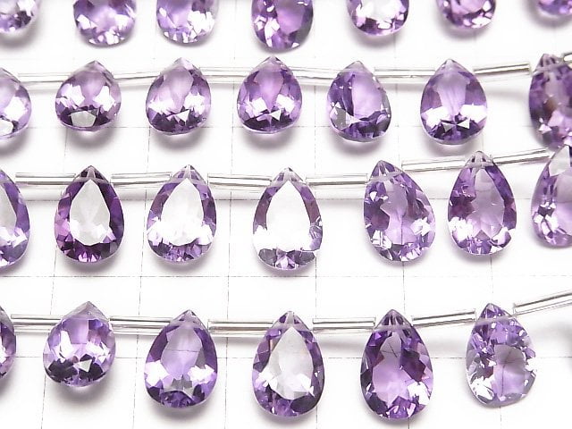 [Video]High Quality Amethyst AAA Pear shape Faceted 12x8mm 1strand (8pcs)